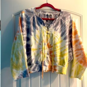 Tie dye lace up sweatshirt